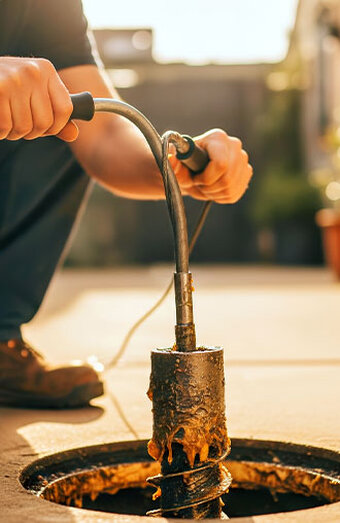 Plumber Cleaning Greasy Drain
